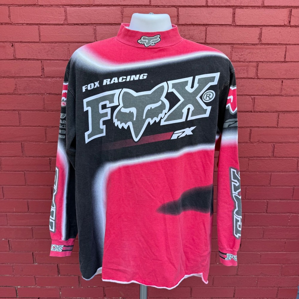 Vintage 1997 Fox Racing Long Sleeve Motocross Jersey Men's XL Red Black White‎